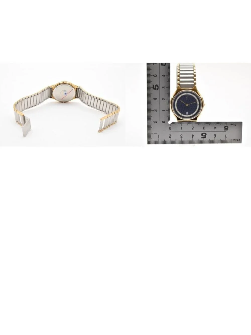 Saint Laurent YSL Logo Vintage Cassandra Quartz Watch Blue Dial Geometric